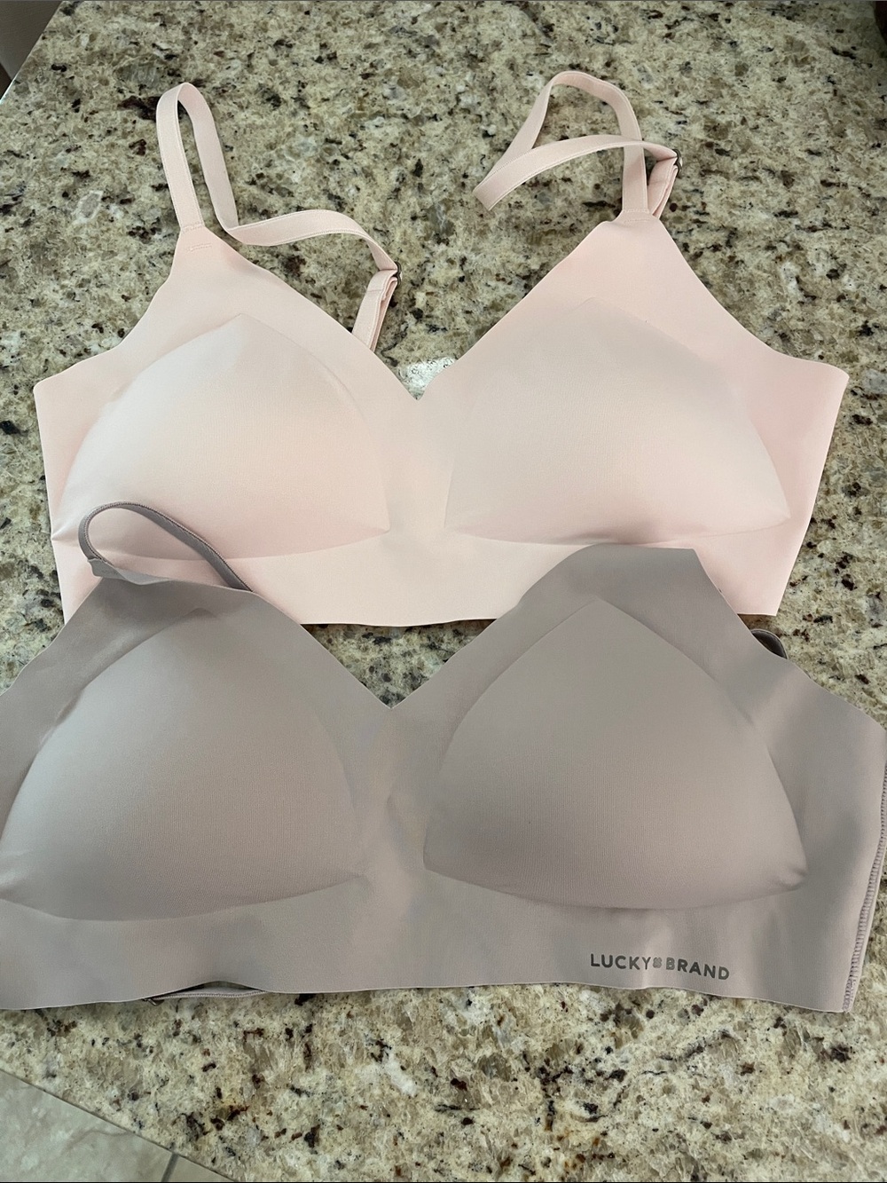 Lucky Brand Pink and Taupe Wireless Seamless Bralettes